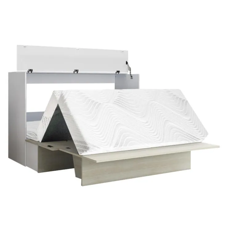 Queen Cabinet Bed with 6.5-inch Mattress - Grey New