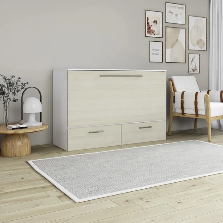 Queen Cabinet Bed with 6.5-inch Mattress - Grey New