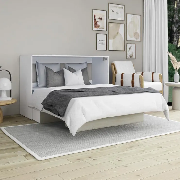 Queen Cabinet Bed with 6.5-inch Mattress - Grey New