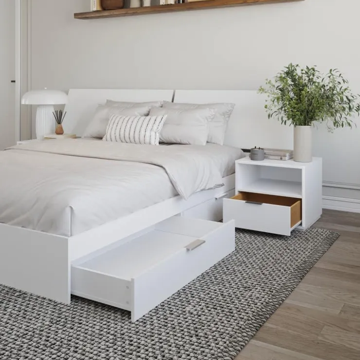Nexera Queen 2-Drawer Storage Bedroom Set (60") - 4 pcs - White Outlet
