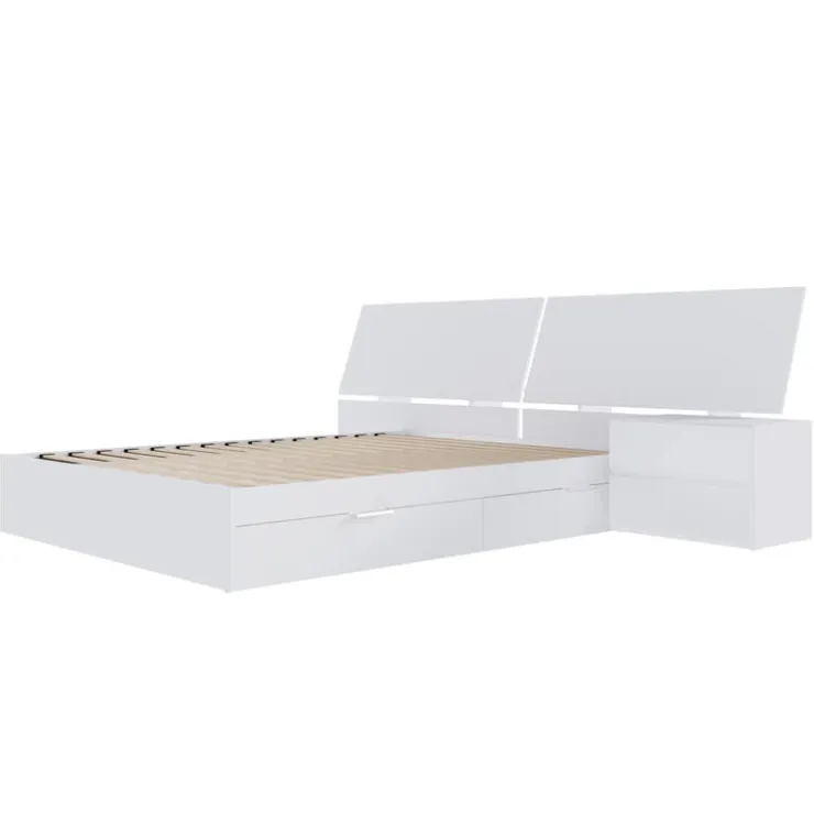 Nexera Queen 2-Drawer Storage Bedroom Set (60") - 3 pcs - White Clearance