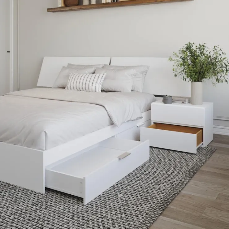 Nexera Queen 2-Drawer Storage Bedroom Set (60") - 3 pcs - White Clearance