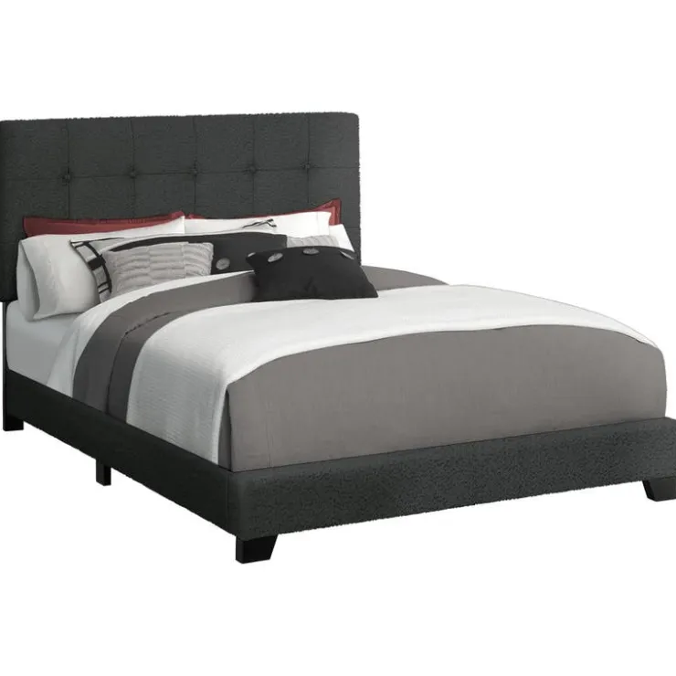 Monarch Queen Fabric Bed with Headboard (60") - Black Sale