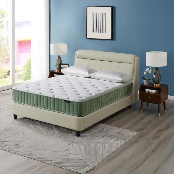 Queen Firm Mattress-in-a-Box with Pocket Coils - 60" Green/White Best
