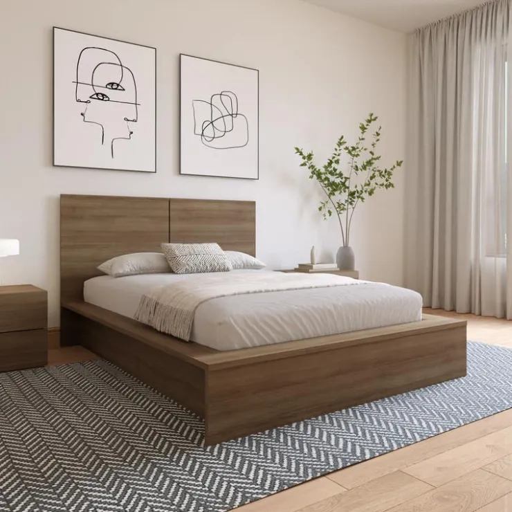 Nexera Queen Headboard - Brown Oak
