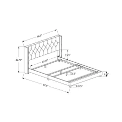 Monarch Queen Linen Bed with Headboard (60