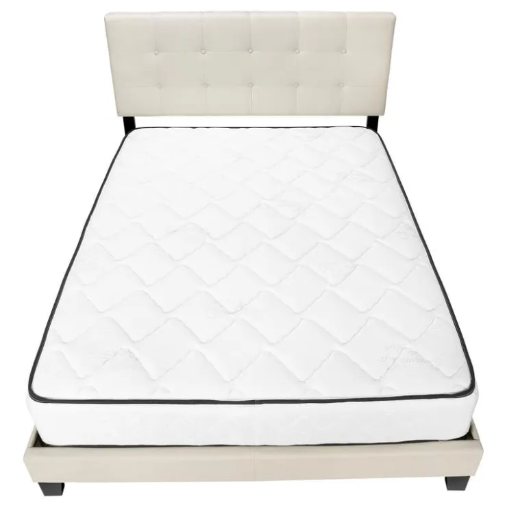 Monarch Queen Linen Bed with Headboard (60") - Beige Sale