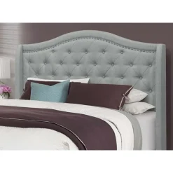 Monarch Queen Linen Bed with Headboard (60") - Grey Sale