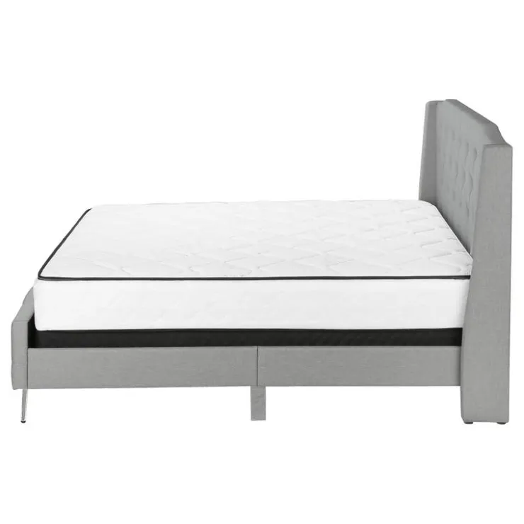 Monarch Queen Linen Bed with Headboard (60") - Grey Online