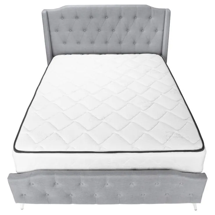 Monarch Queen Linen Bed with Headboard (60") - Grey Online