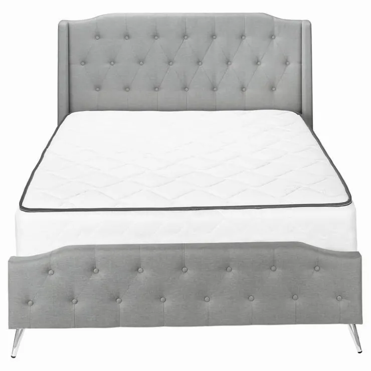 Monarch Queen Linen Bed with Headboard (60") - Grey Online