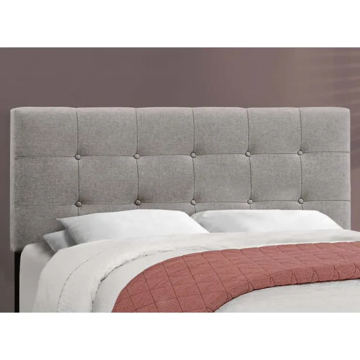 Monarch Queen Linen Bed with Headboard (60") - GREY Sale