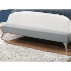 Monarch Queen Linen Bed with Headboard (60") - Grey Outlet