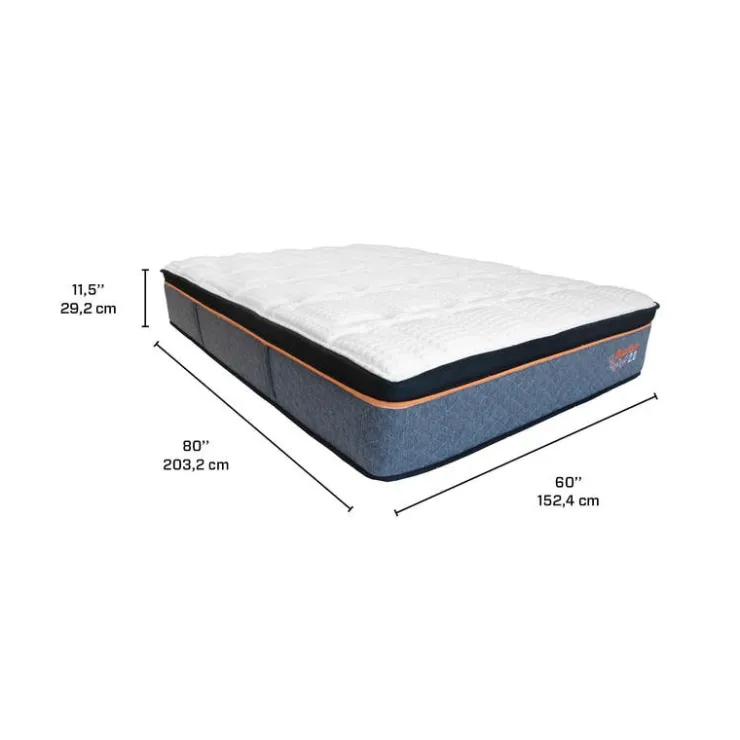 Dreamstar Queen Medium-Firm Mattress-in-a-Box with Pocket Coils- 60" Orange & Grey Clearance