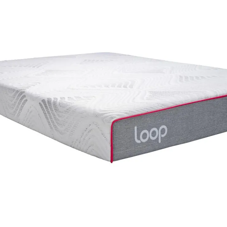 LOOP Queen Medium-Firm Memory Foam Mattress-in-a-Box for RVs – 60" x 74" Pink & White Hot