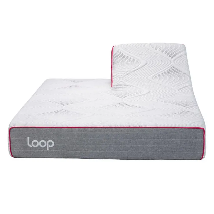 LOOP Queen Medium-Firm Split-Head Memory FoamMattress-in-a-Box - 60" Pink & white Hot