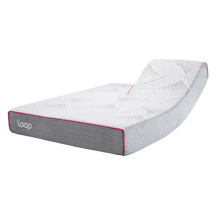 LOOP Queen Medium-Firm Split-Head Memory FoamMattress-in-a-Box - 60" Pink & white Hot
