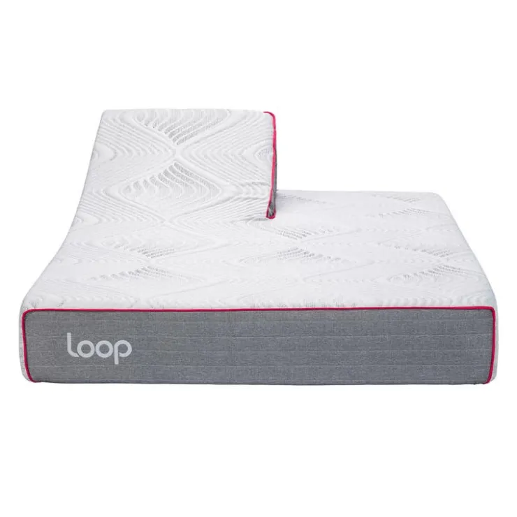 LOOP Queen Medium-Firm Split-Head Memory FoamMattress-in-a-Box - 60" Pink & white Hot