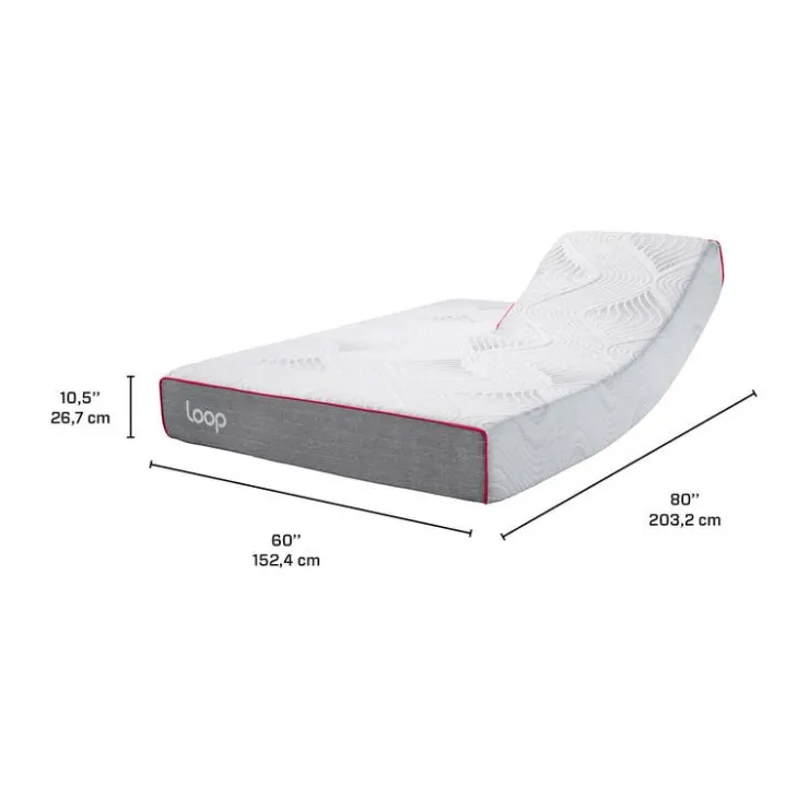 LOOP Queen Medium-Firm Split-Head Memory FoamMattress-in-a-Box - 60" Pink & white Hot