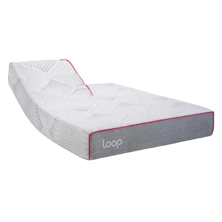 LOOP Queen Medium-Firm Split-Head Memory FoamMattress-in-a-Box - 60" Pink & white Hot