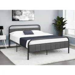 Monarch Queen Metal Bed with Headboard (60") - Black Best