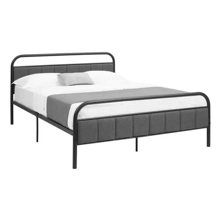 Monarch Queen Metal Bed with Headboard (60") - Black Best