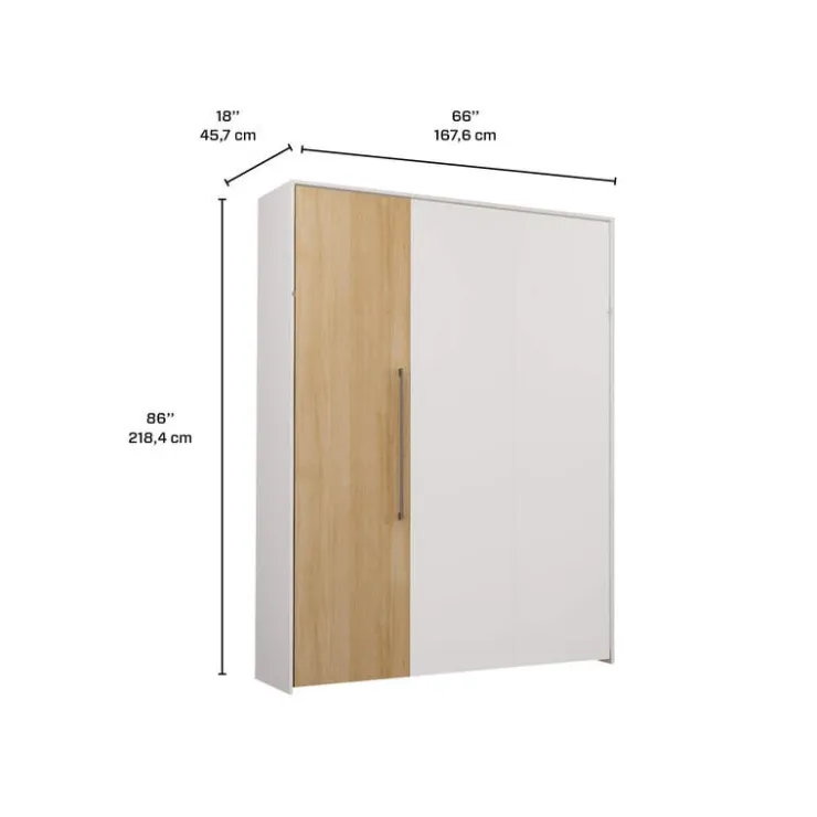 Queen Murphy Bed - White & Natural Hot