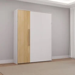 Queen Murphy Bed - White & Natural Hot