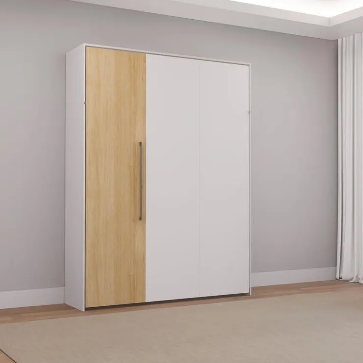 Queen Murphy Bed - White & Natural Hot