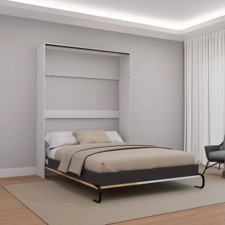 Queen Murphy Bed - White & Natural Hot