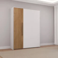 Queen Murphy Bed - White & Brown Clearance
