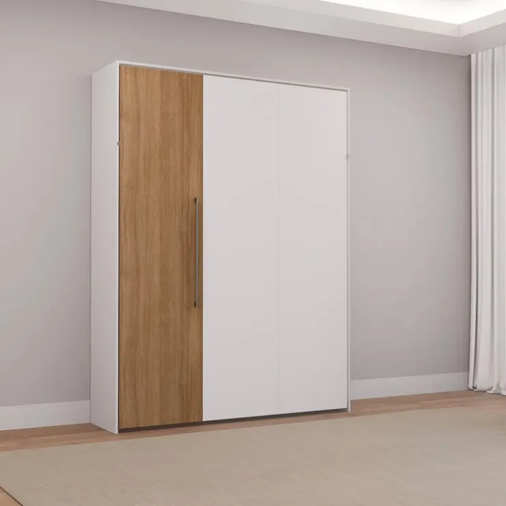 Queen Murphy Bed - White & Brown Clearance