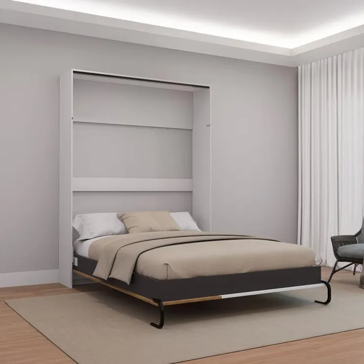 Queen Murphy Bed - White & Brown Clearance