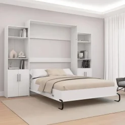 Queen Murphy Bed and Storage Units - White Hot