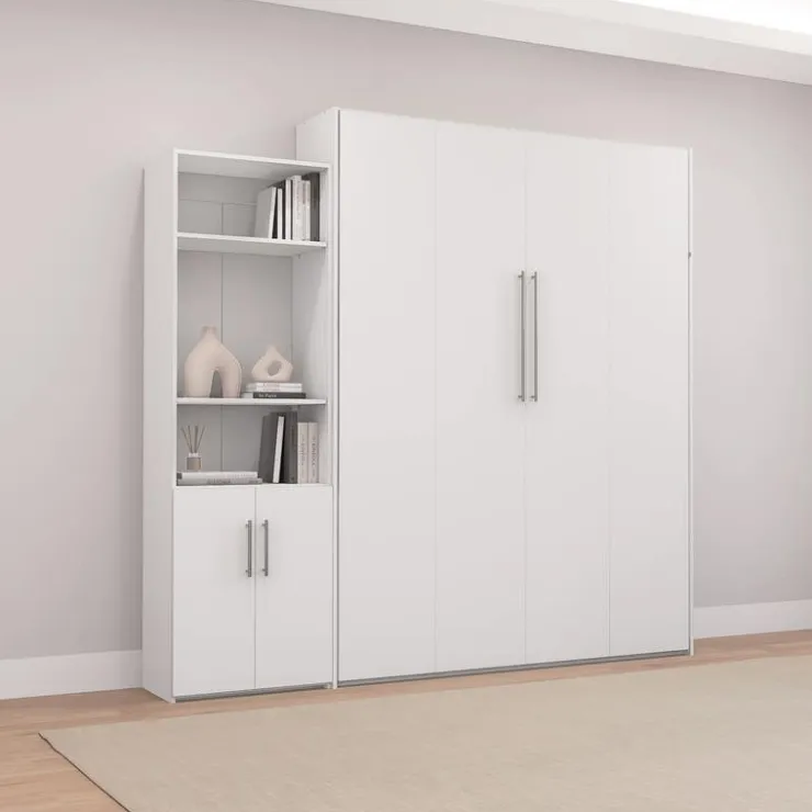 Queen Murphy Bed and Storage Unit - White Discount