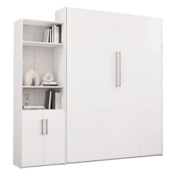 Queen Murphy Bed and Storage Unit - White Discount