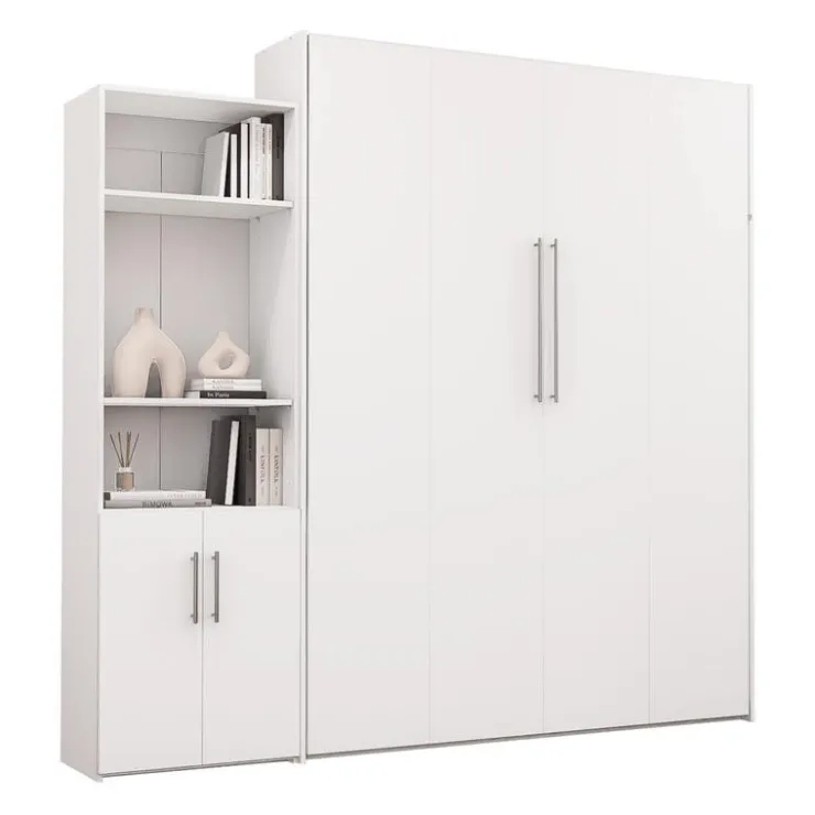 Queen Murphy Bed and Storage Unit - White Discount
