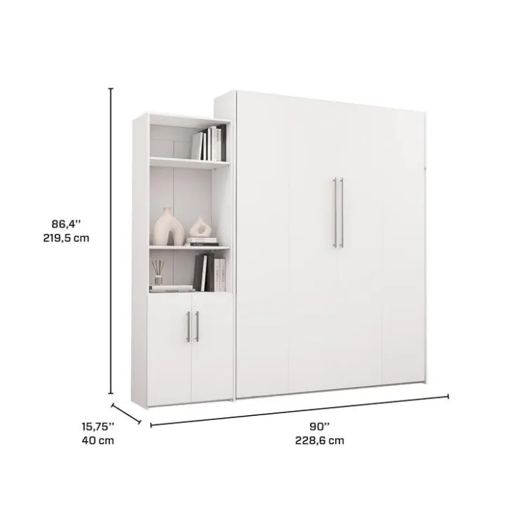 Queen Murphy Bed and Storage Unit - White Discount