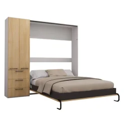 Queen Murphy Bed with Storage Unit - Natural Best