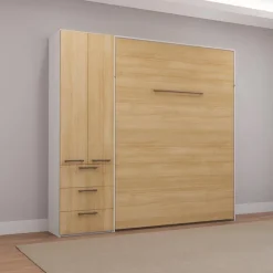 Queen Murphy Bed with Storage Unit - Natural Best