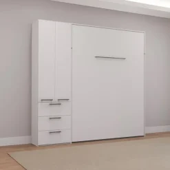 Queen Murphy Bed with Storage Unit - White Sale