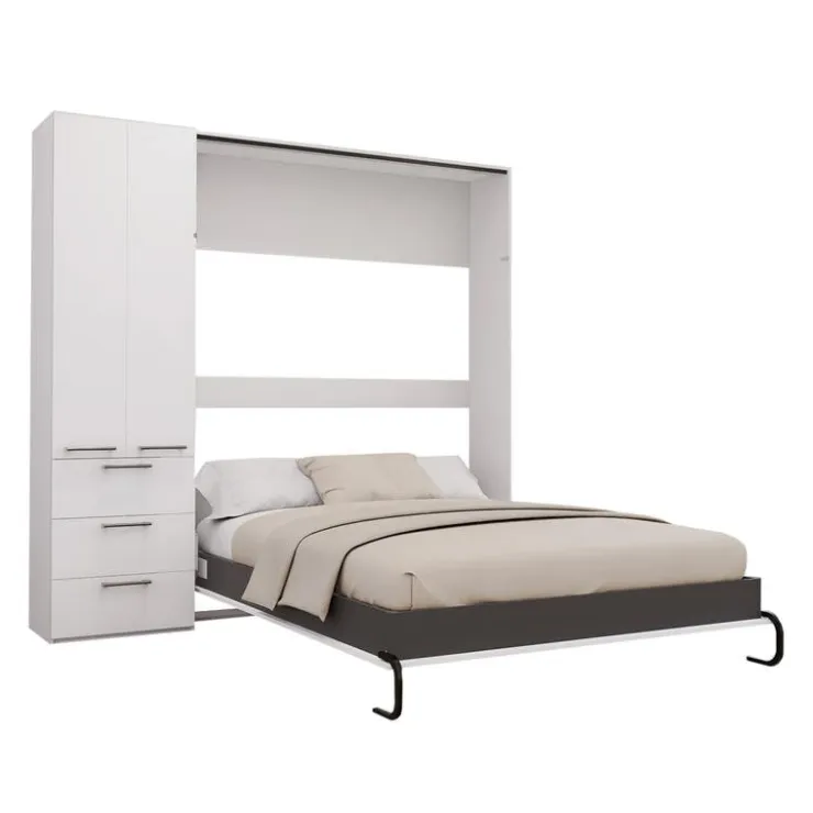 Queen Murphy Bed with Storage Unit - White Sale