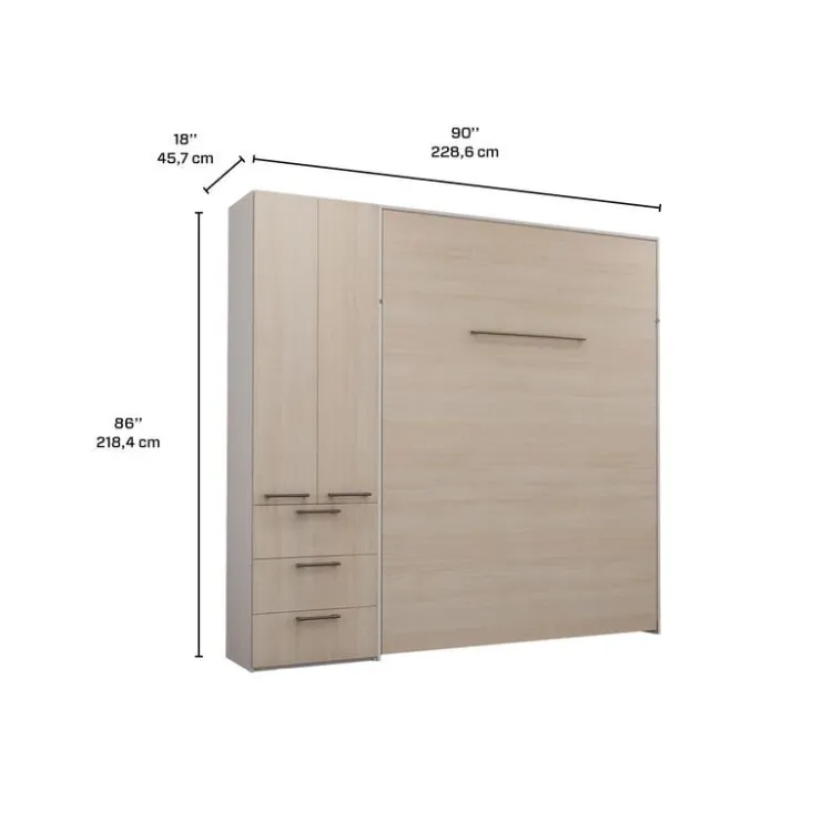 Queen Murphy Bed with Storage Unit - Grey Discount