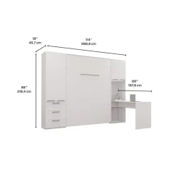 Queen Murphy Bed with Storage Units and Desk - White Sale