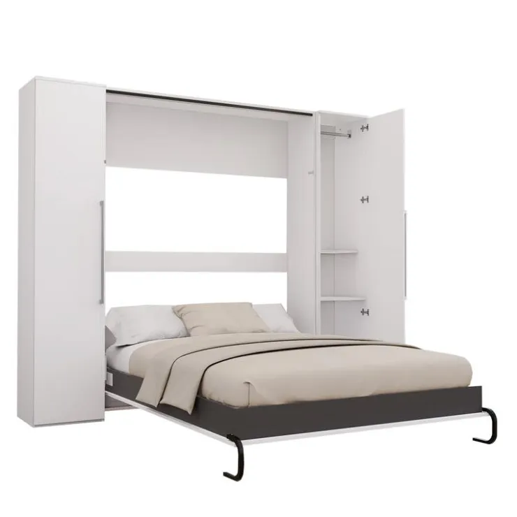 Queen Murphy Bed with Storage Units - White Clearance