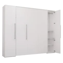 Queen Murphy Bed with Storage Units - White Clearance
