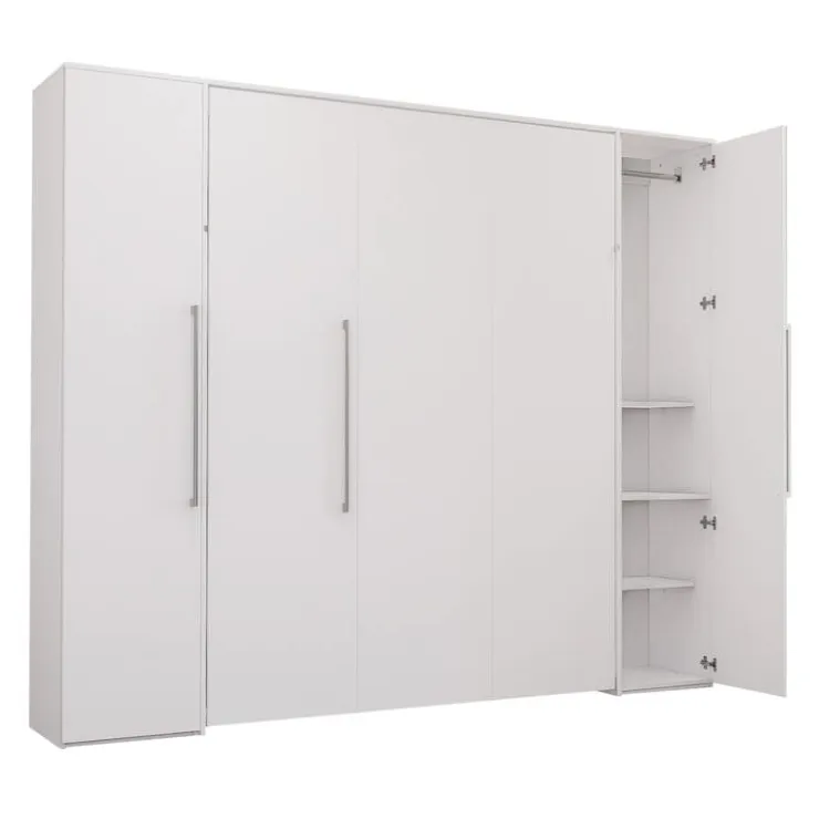 Queen Murphy Bed with Storage Units - White Clearance