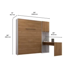 Queen Murphy Bed with Storage Cabinets and Desk - Brown Discount