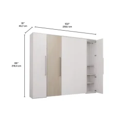 Queen Murphy Bed with Storage Units - White & Grey Clearance