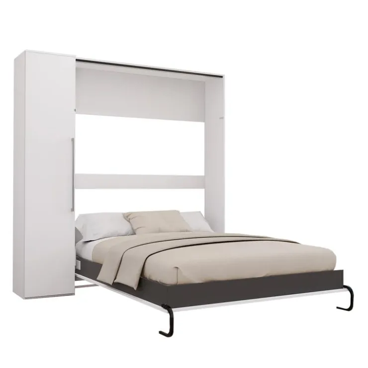 Queen Murphy Bed with Storage Unit - White Sale